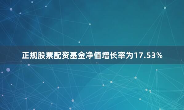 正规股票配资基金净值增长率为17.53%